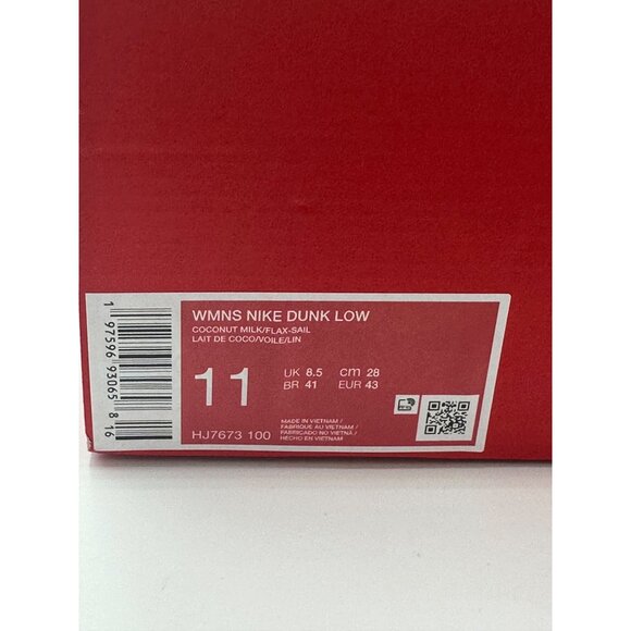 Nike Dunk Low Coconut Milk Flax Tan Shoes HJ7673-100 Women's Sz 11 / Mens 9.5 - Picture 12 of 12